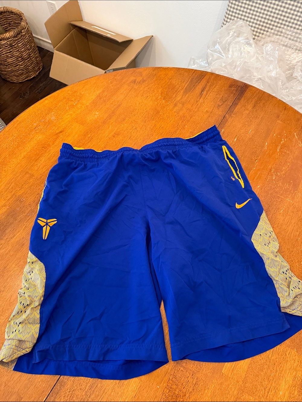 Nike Men's Royal Blue Basketball Shorts with Yellow Accents Kobe xxl KB24
